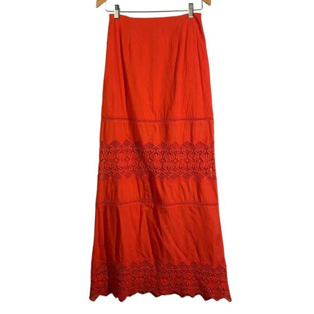 NIGHTCAP Skirt Maxi Exposed Zipper Crocheted Lace Tiered Boho Carissa Renee